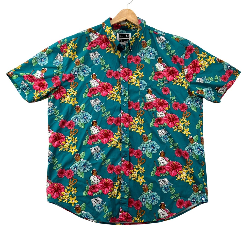 RSVLTS The Office Florida Stanley Kunuflex Short Sleeve Shirt Teal Men 2XL